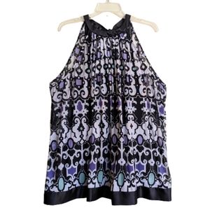 Nicole By Nicole Miller Swing Top Black White Mesh Geometric Print XL